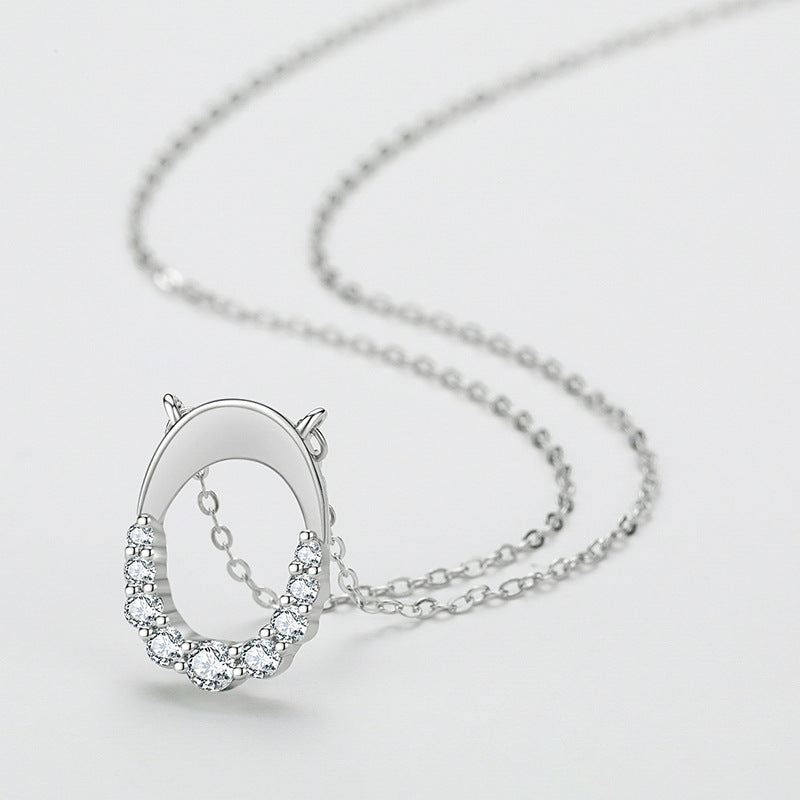 Collier de clavicule en argent sterling 925 avec micro strass de luxe léger pour femme