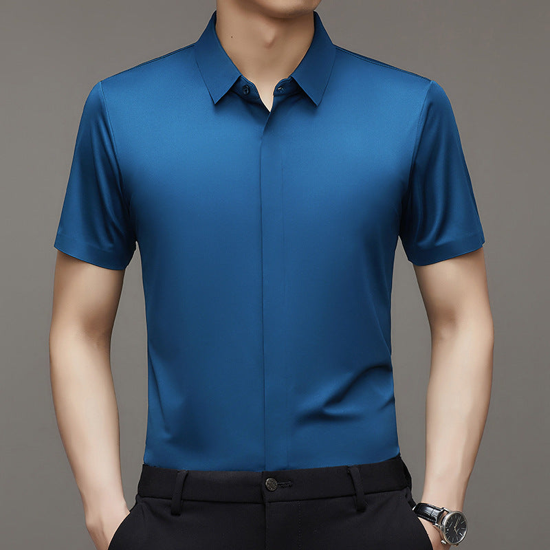 Pure Color Seamless Men's Shirt Business Casual