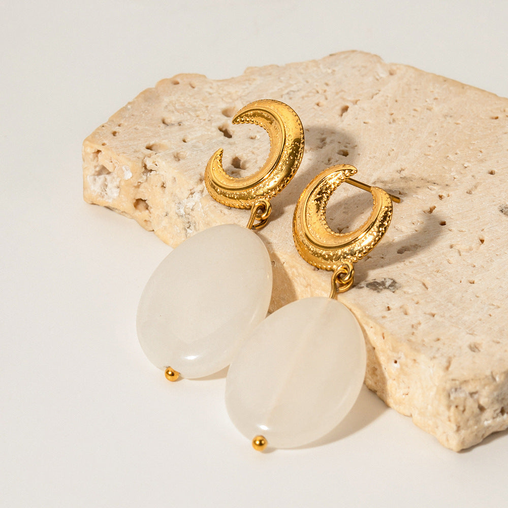 Boucles d'oreilles élégantes en forme de croissant ovale pour femme