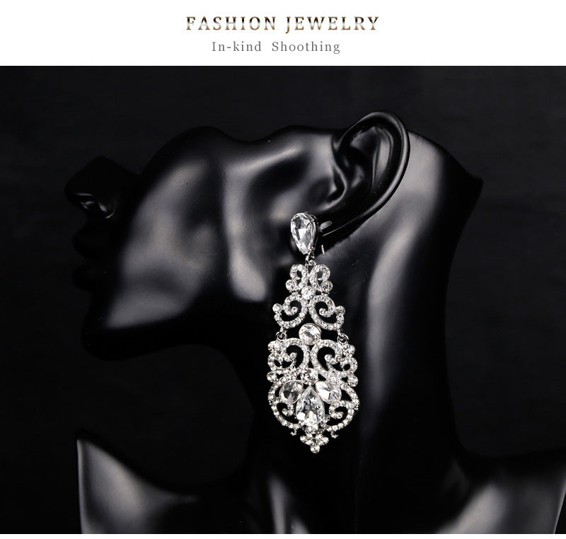 Women's Fashionable Alloy Diamond Crystal Earrings