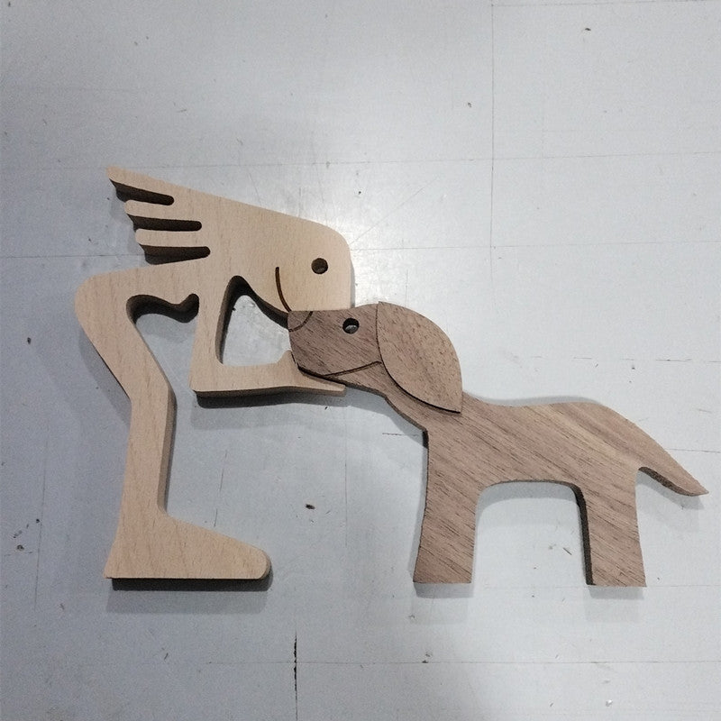 Figurine de chien en bois à faire soi-même, Sculpture de décoration de maison, un homme et un chien, Sculpture en bois, cadeaux de noël, modèle de décoration