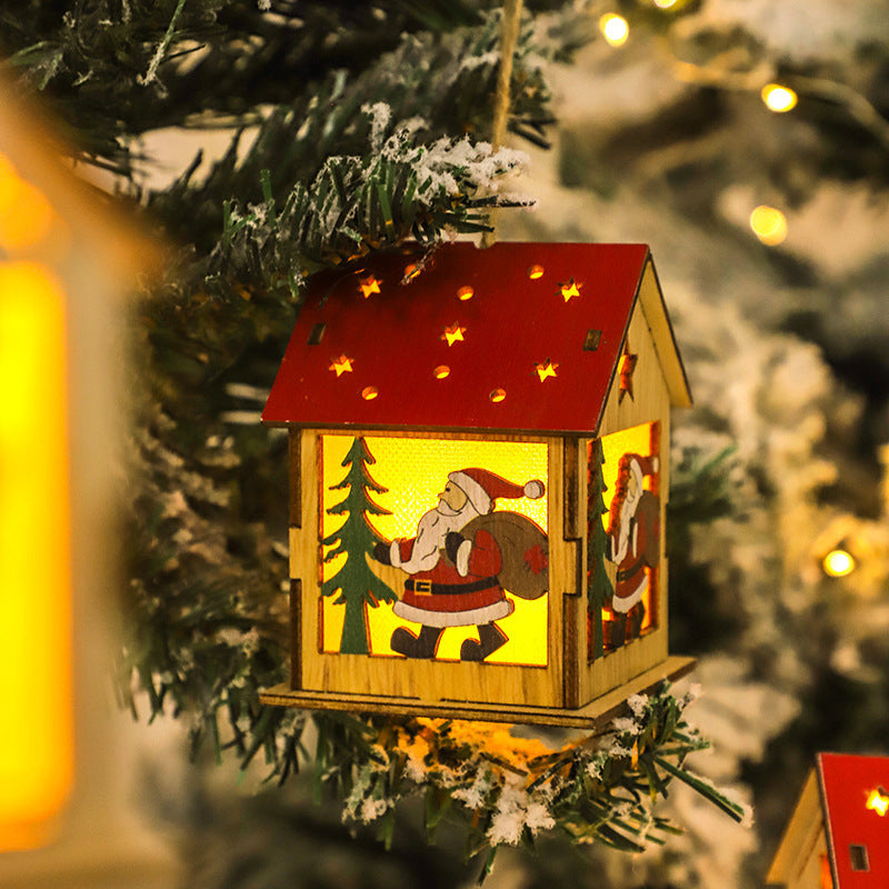 Colgantes de madera luminosos festivos decorativos