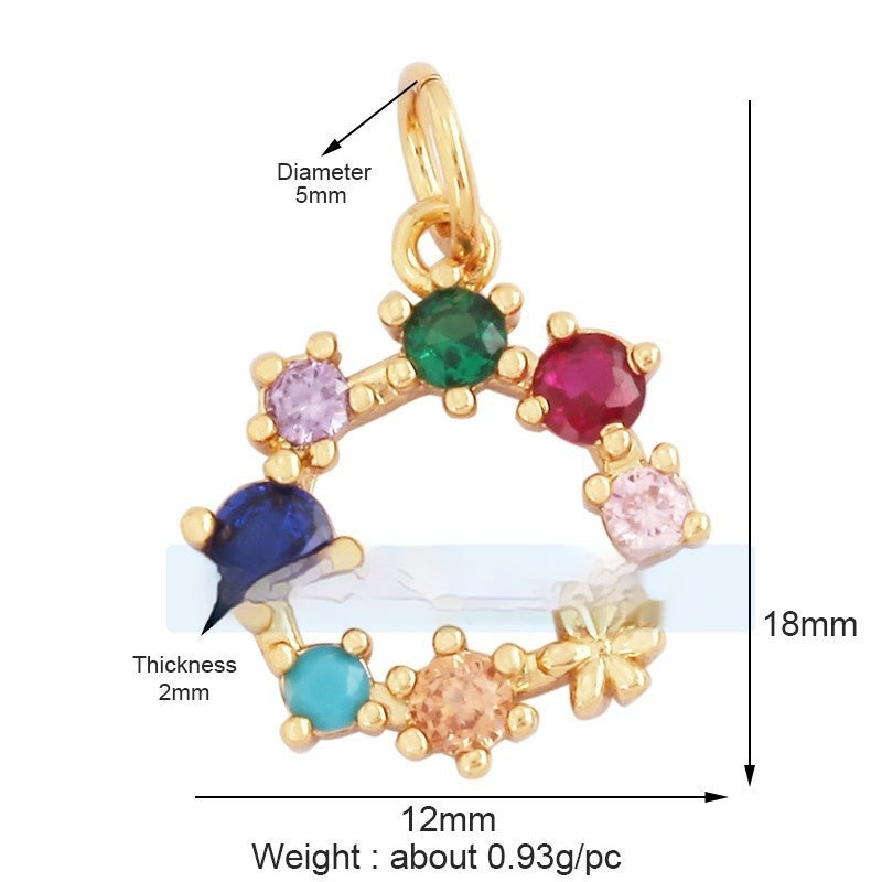 Pure Copper Micro-inlaid Color Flower Zircon Hollow Glossy Flower Listing