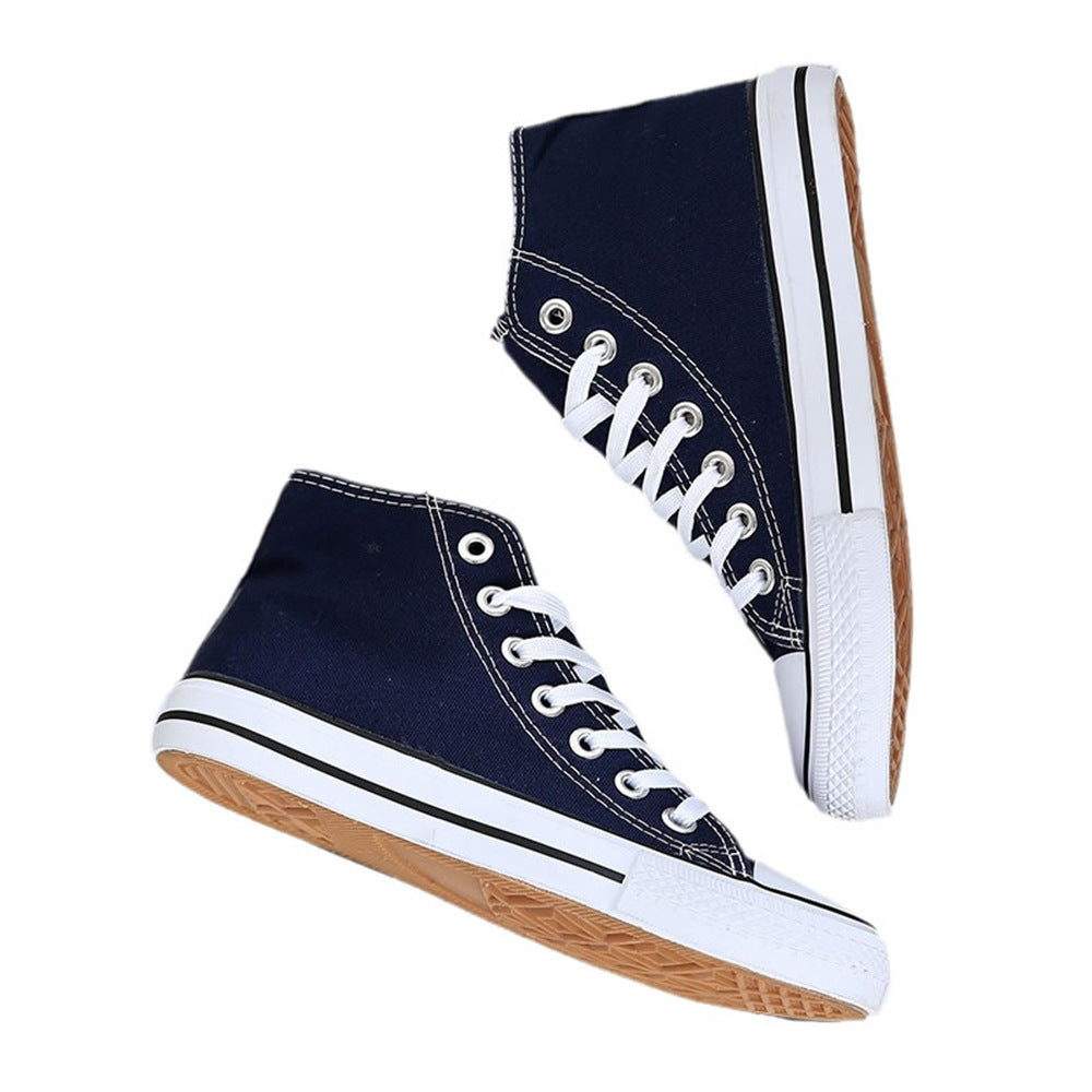 Chaussures montantes nouées en toile de couleur pure pour femmes