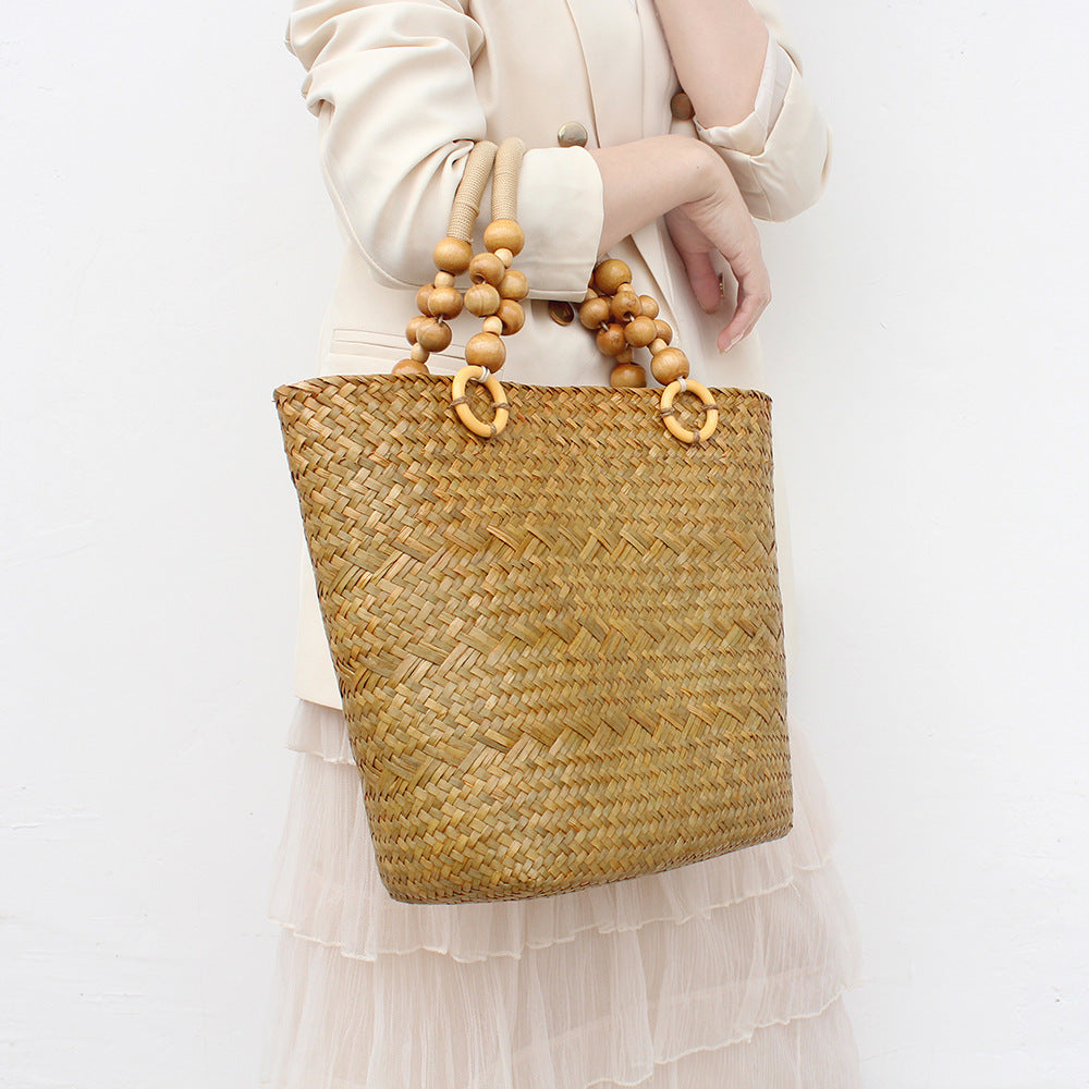 Sac à main en paille rétro grande capacité