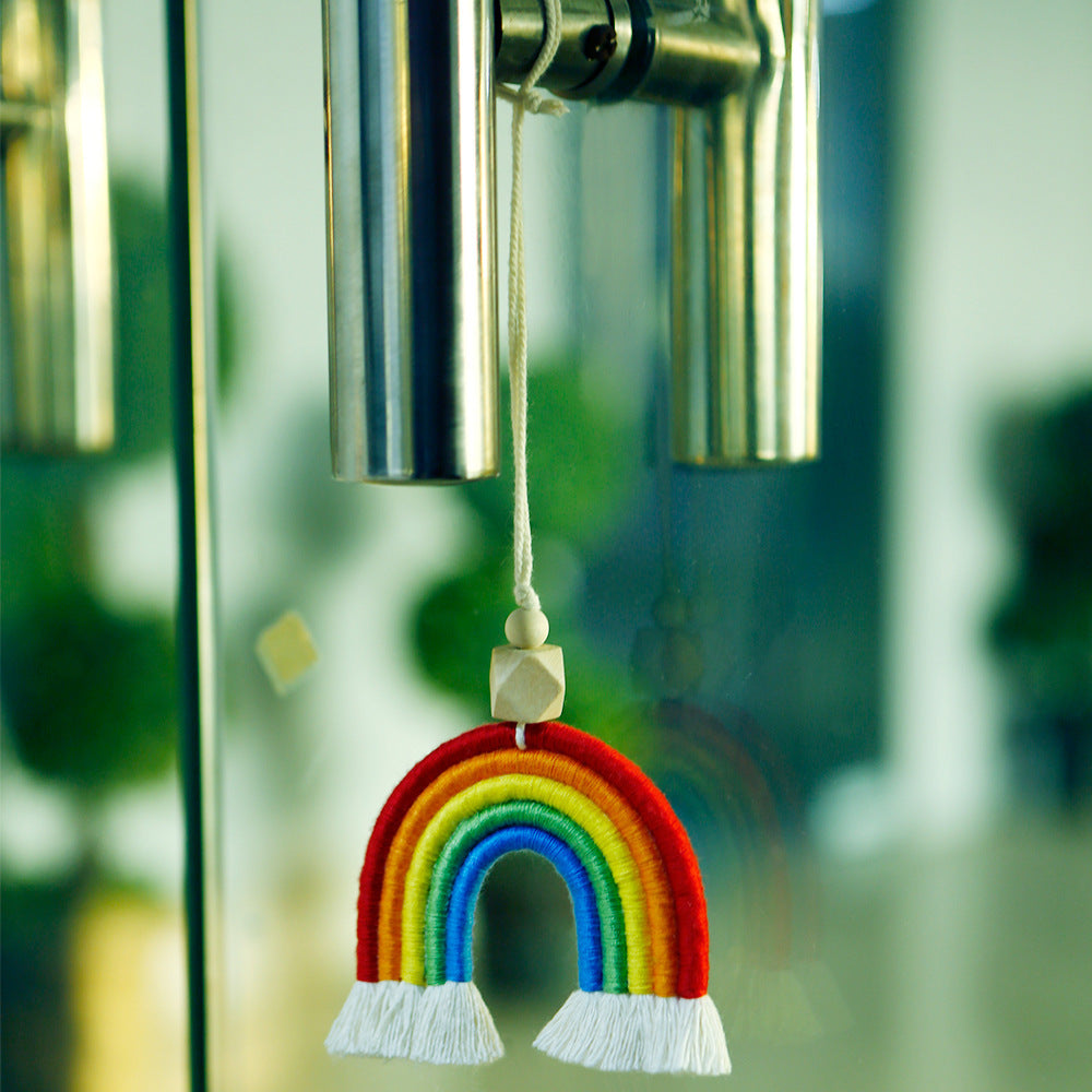 Vintage Bohemian Handwoven Rainbow Car Pendant