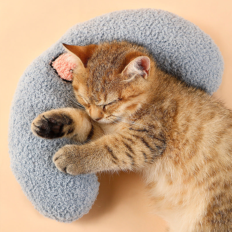 Oreiller en peluche pour chien et chat, oreiller en forme de lune endormie, petit chien