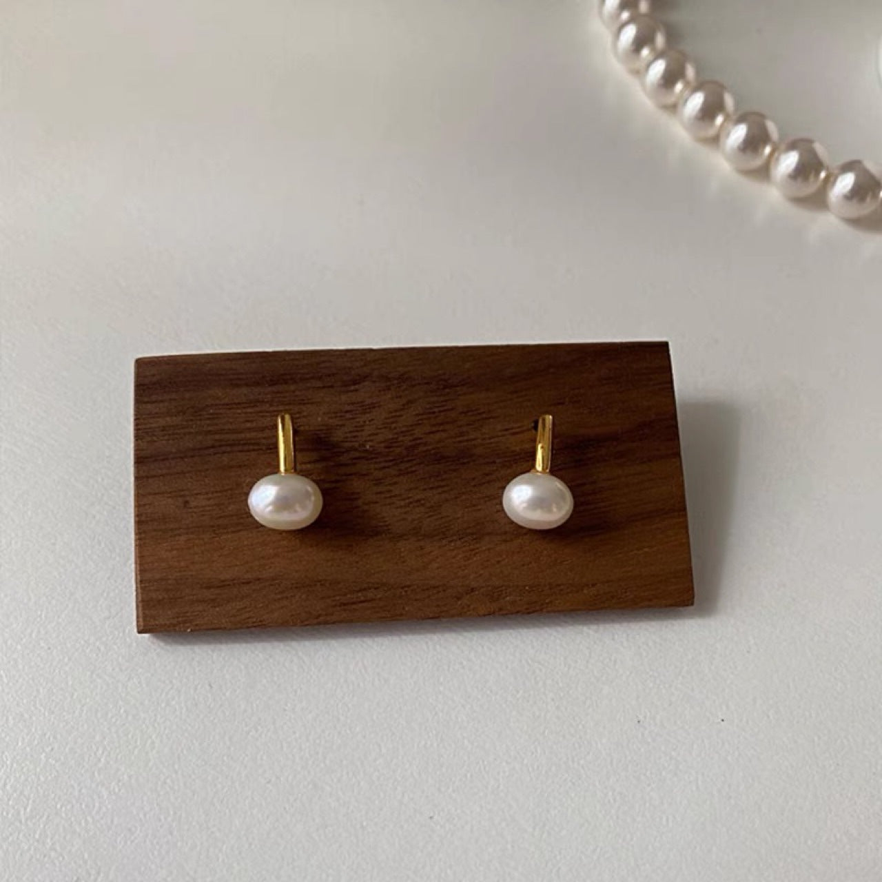 Pendientes de Perlas Naturales Plata Aguja Galvanizada Oro 18K