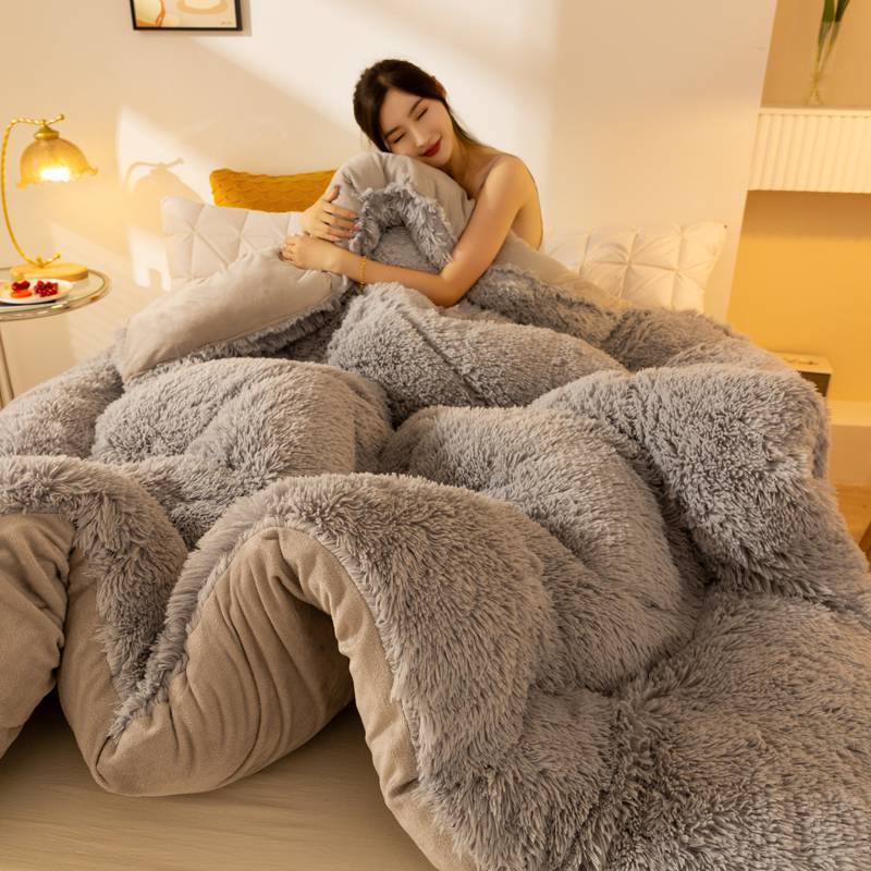 Couette d'hiver chaude et épaisse en velours de cristal de vison polaire longue et super douce