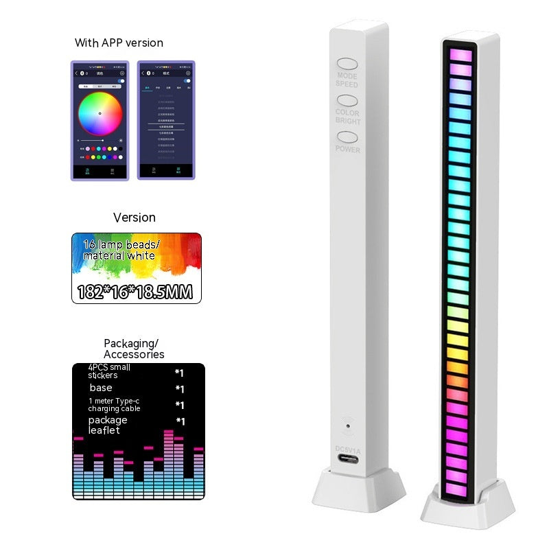 Barra de luz Led con Control de sonido, lámpara de ritmo ambiental RGB, tira automotriz ajustable por USB para música, fiesta familiar