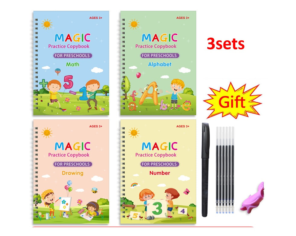 Cahier de pratique avec stylo dur et rainure pour enfants d'âge préscolaire, cahier de pratique en anglais, offre spéciale