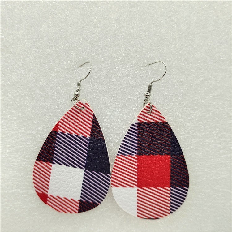 Boucles d'oreilles en cuir en forme de goutte à impression recto verso