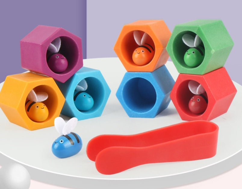 Jouets en bois jeux de société ruche enfants éducation précoce Clip attraper abeille jouets sensoriels pour enfants jeu de Coordination œil-main