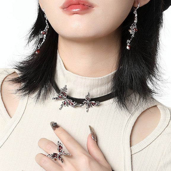 Collar de mariposa roja original nuevo estilo chino