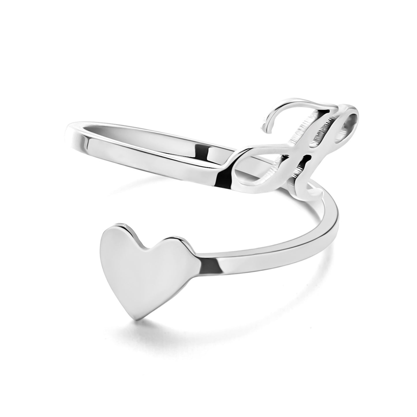Simple Letter Three-dimensional Loving Heart With Opening Adjustable Ring