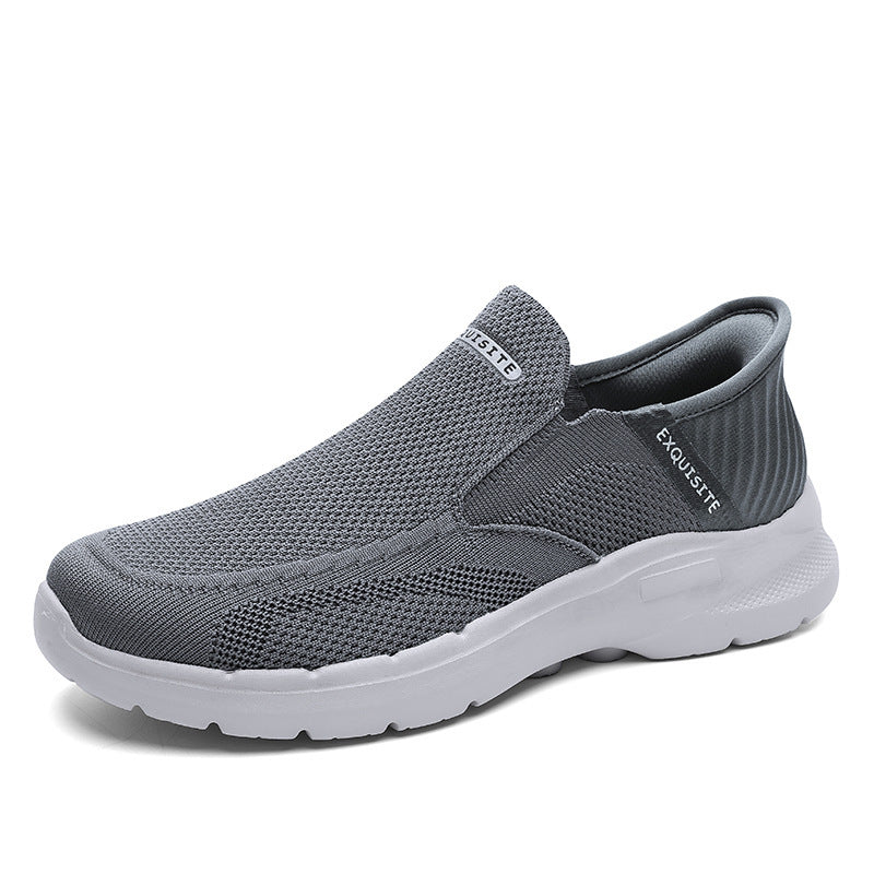 Mocassins Lofter à enfiler de grande taille pour hommes, chaussures décontractées respirantes en maille tissée à la mouche