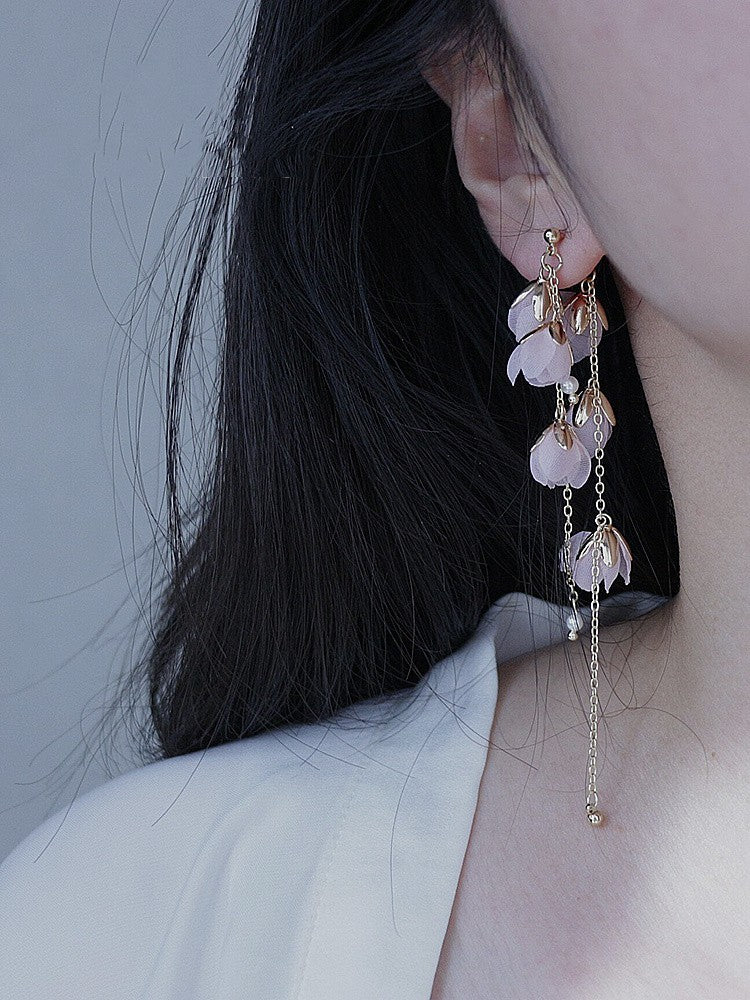 Pendientes de flecos largos de novia de color rojo brillante hechos a mano