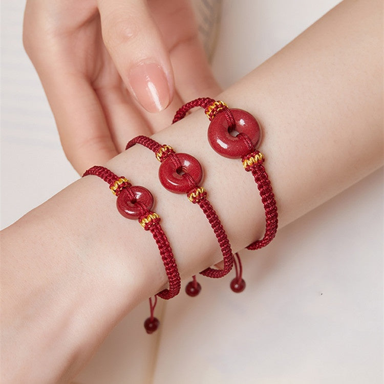 Women's Fashion Birth Year Cinnabar Peace Buckle Red Rope Bracelet