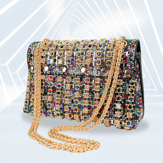Bolso de mano personalizado con embrague de diamantes, bolso cuadrado para mujer