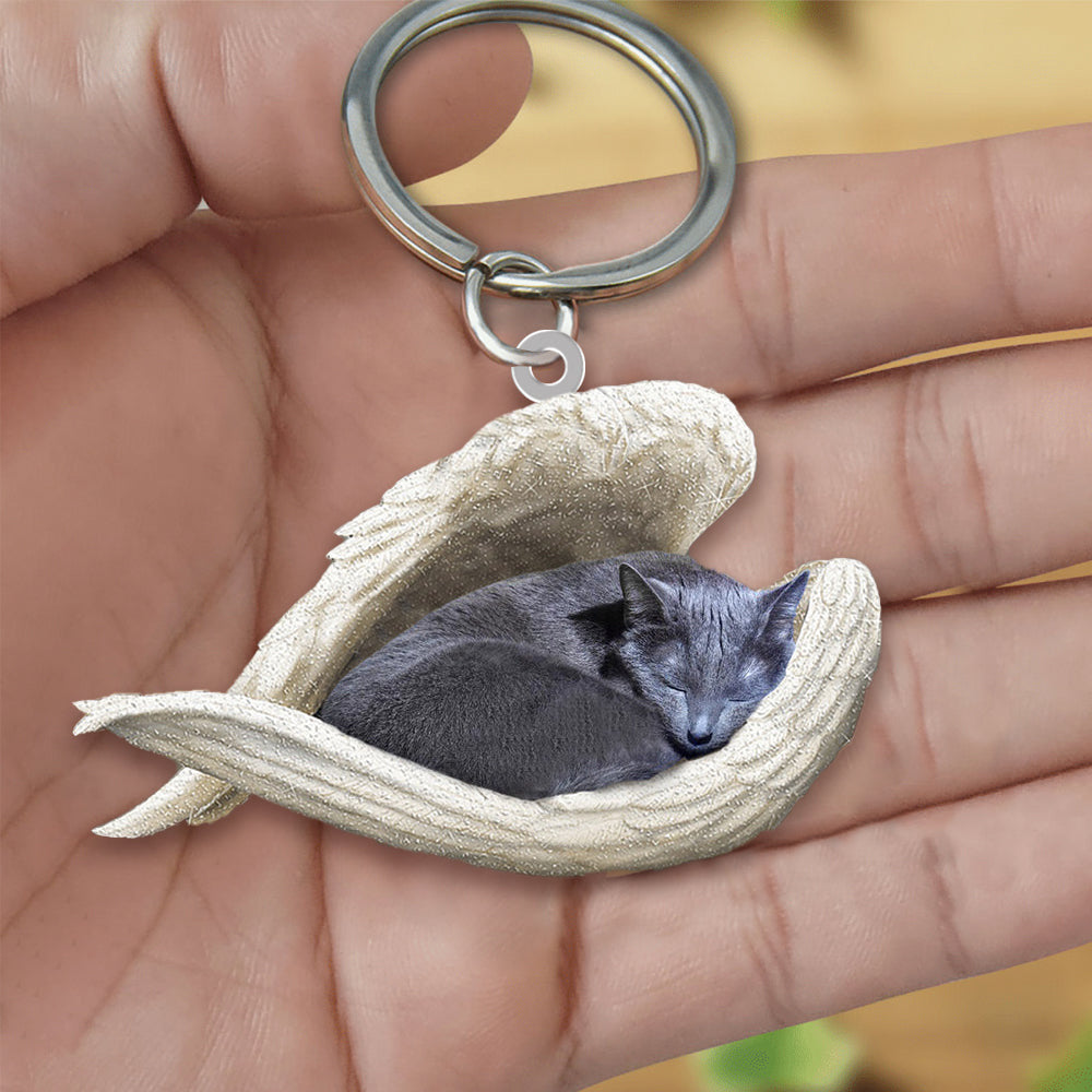 New Unique Dogs And Cats Sleeping Angel Pendant Car Key Ring