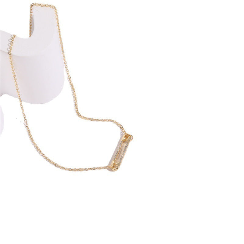 Collier pendentif en Zircon à broche, Design personnalisé, polyvalent 14 carats