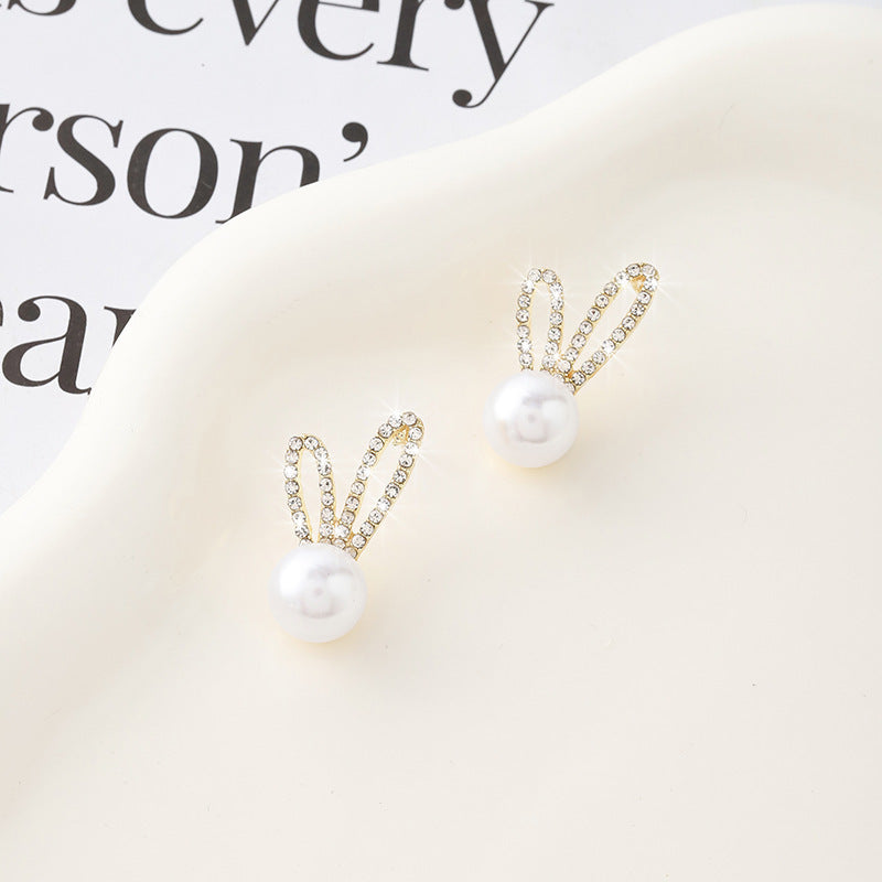 Stylish Vintage Diamond And Pearl Love Earrings