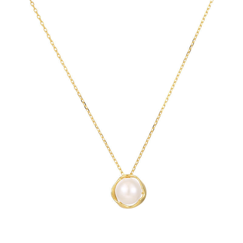 Collier avec pendentif en perles de coquillage en argent sterling pour femmes