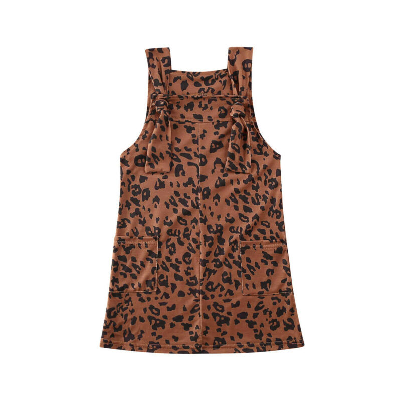 Vestido de leopardo para niñas y niños, sin mangas, informal