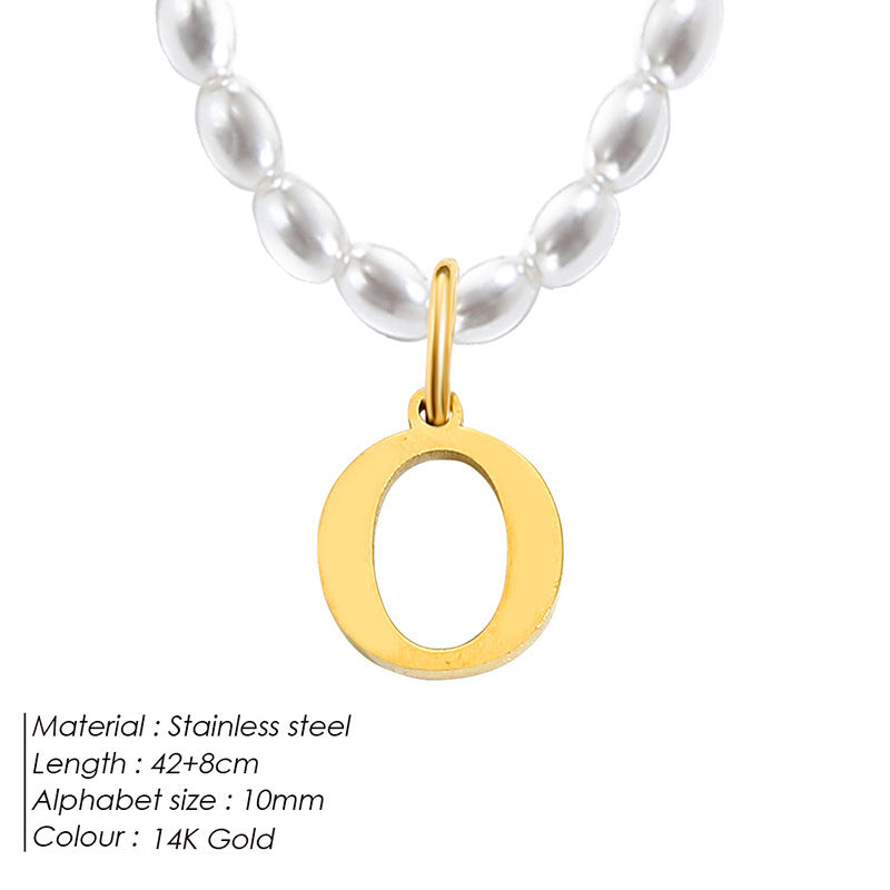Collar de letras de acero inoxidable con diseño minoritario de lujo ligero