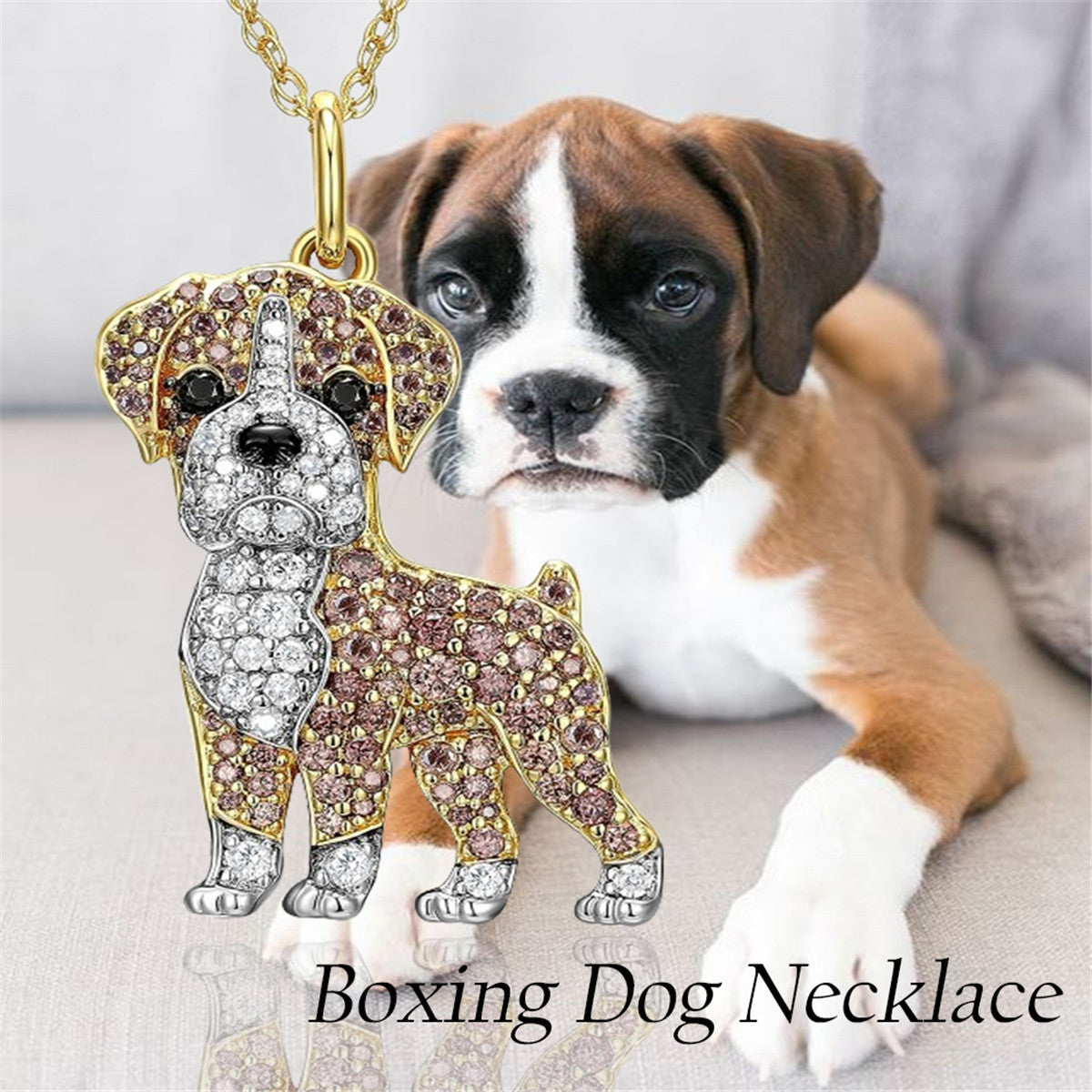 Cute Boxing Dog Pendant Necklace Environmental Protection