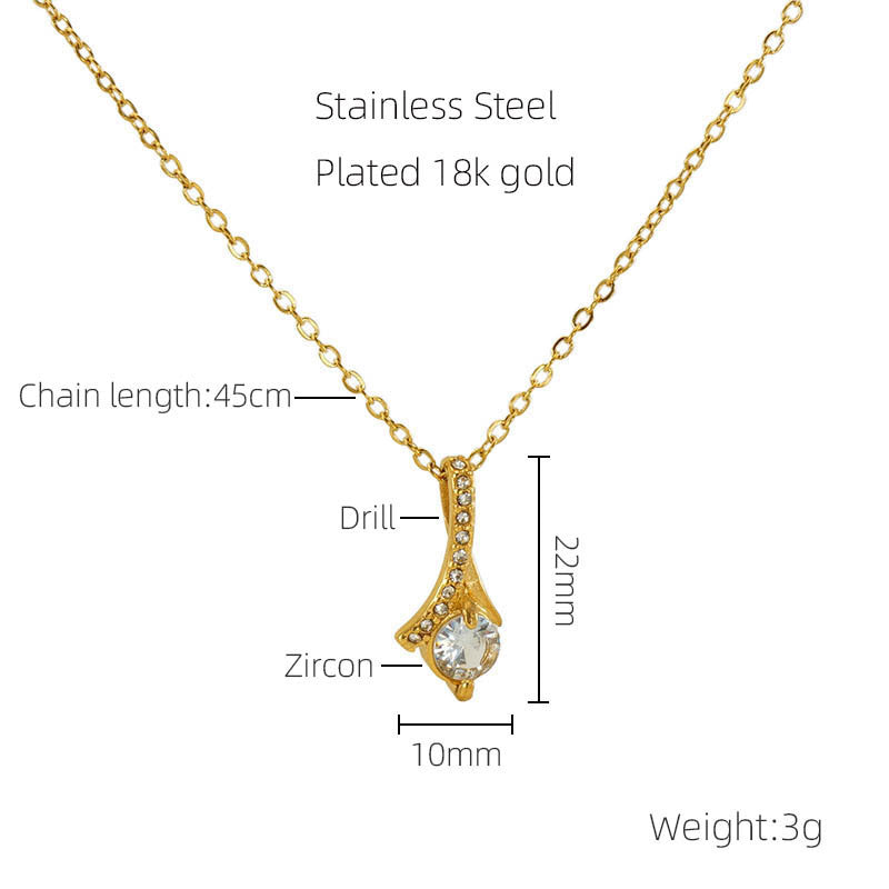 Collier en strass raffiné en acier inoxydable, Design européen et américain d'intérêt particulier
