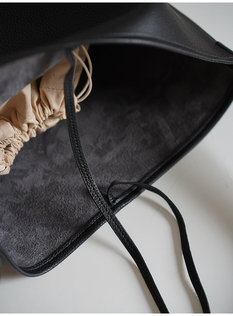 Bolso tipo cubo con patrón de lichi simple de color sólido de gran capacidad