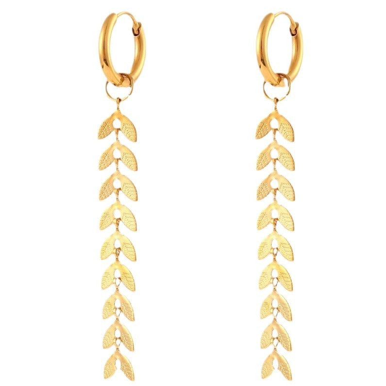 Boucles d'oreilles à longues franges de blé de tempérament à la mode