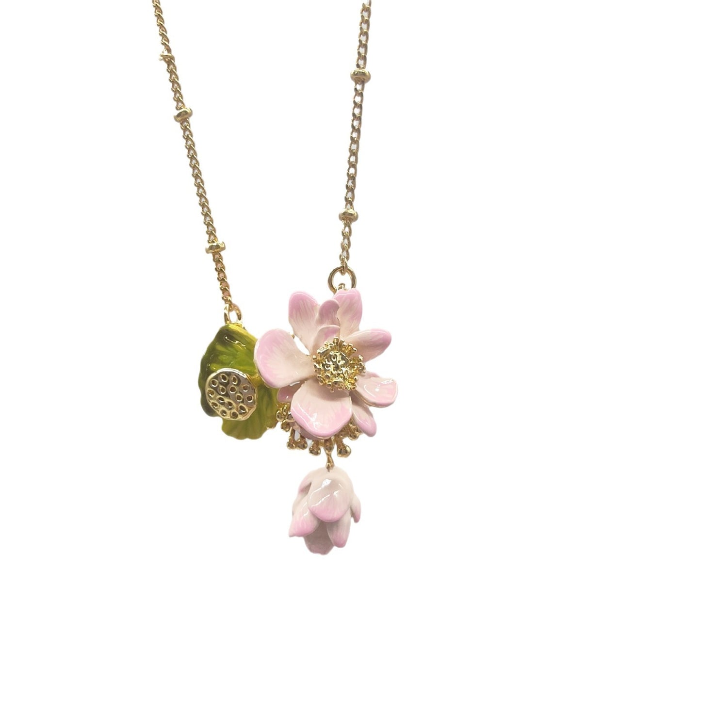 Bague de collier de bracelet de feuille de lotus de bourgeon