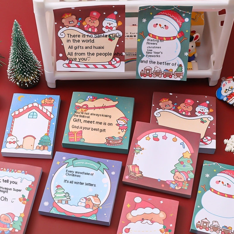 Papelería para estudiantes con notas adhesivas navideñas de dibujos animados