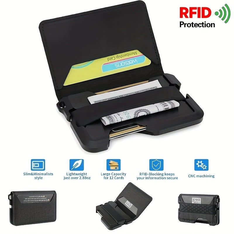 Cartera de cuero EDC de metal ultrafina para hombre