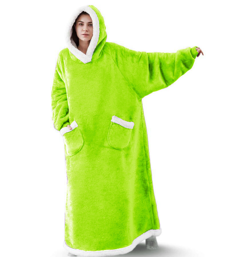 Super Long Flannel Blanket With Sleeves Winter Hoodies Sweatshirt Women Men Pullover Fleece Giant TV Blanket Oversized
