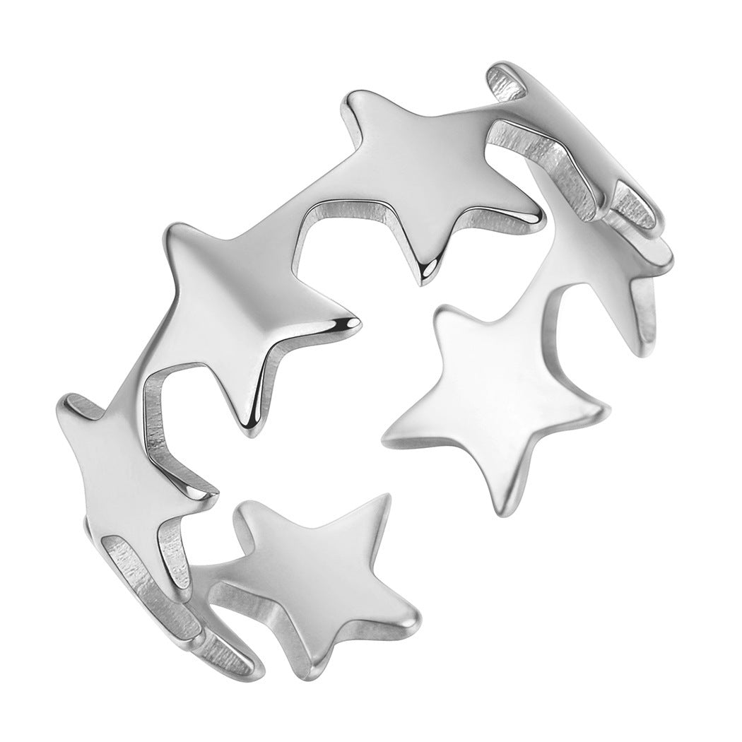 Anillo ajustable de estrella pequeña para mujer joyería vintage