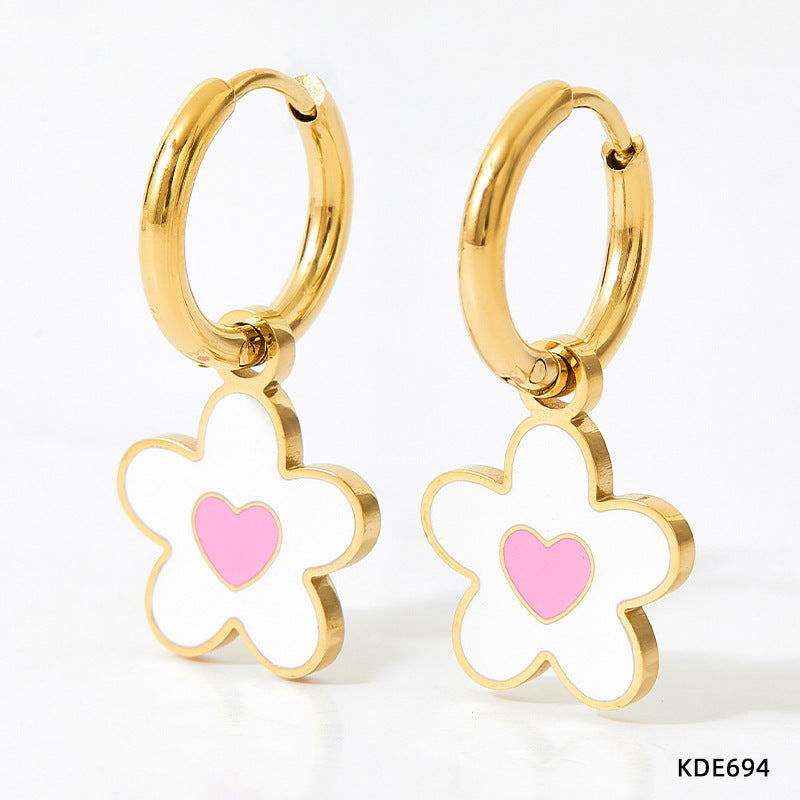 Boucles d'oreilles collier huile colorée en alliage pour femmes