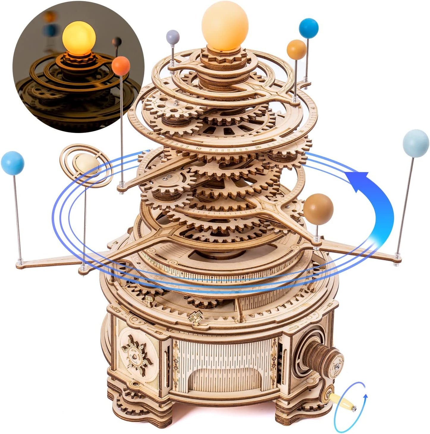 Robotime ROKR 316 pièces rotatif mécanique Orrery 3D jeux de Puzzle en bois assembler des Kits de construction de modèles jouets cadeau pour enfants garçons