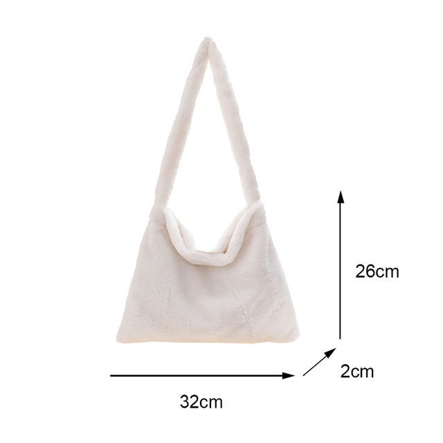 Sac à main portable en peluche pour femme
