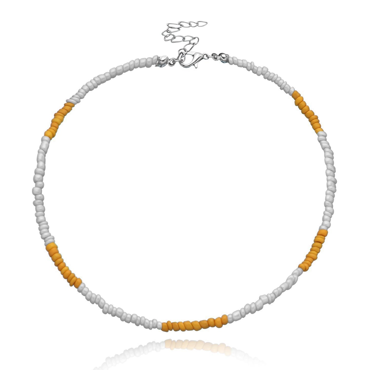 Collier pour femme en perles de verre blanc naturel, doux et simple