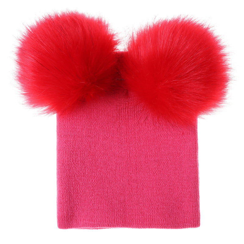 Mikkie Fur Hat Gorro de punto de dos ovillos para niño