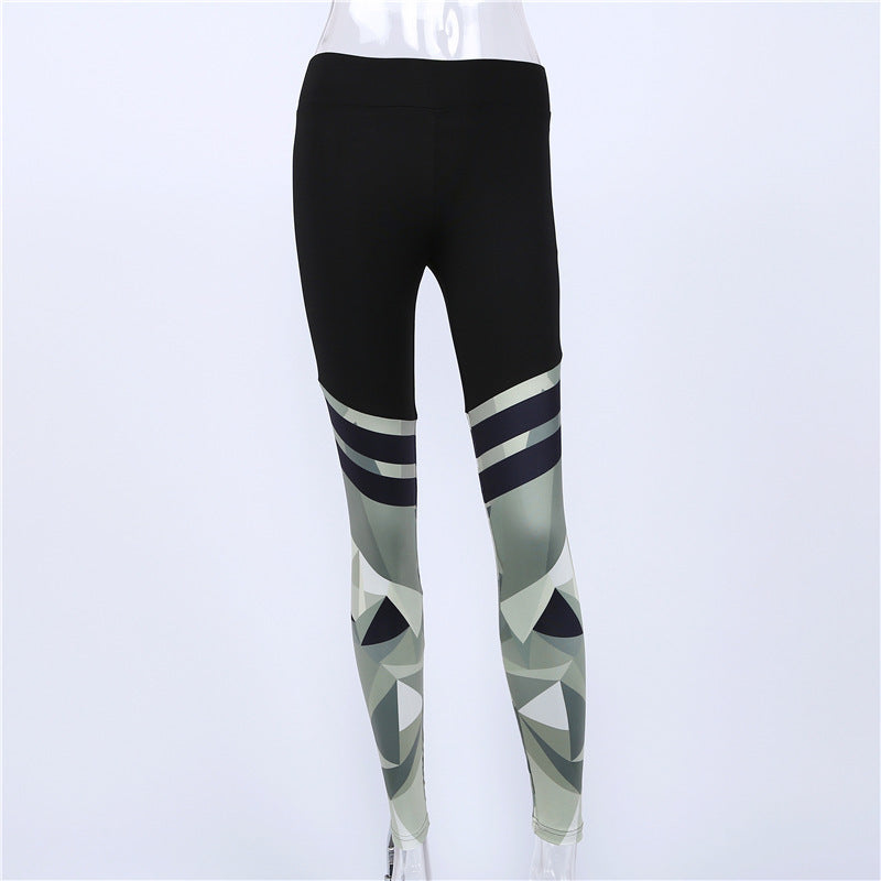 Pantalones de yoga con costuras estampadas de camuflaje