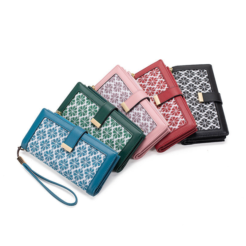 Cartera de mujer con hebilla larga de gran capacidad