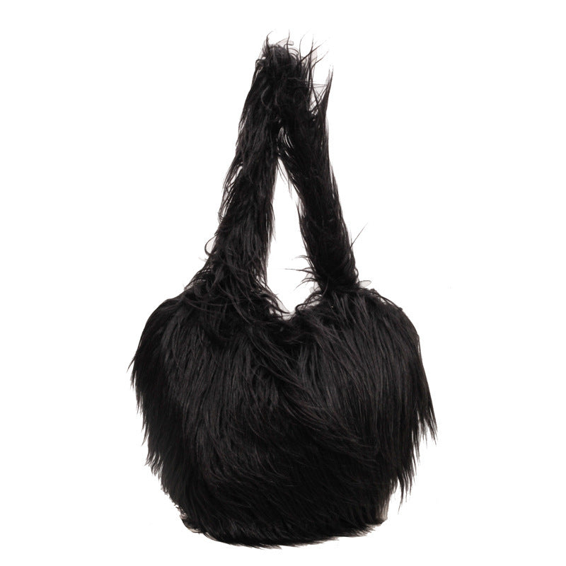 Sacs à bandoulière en peluche sous les aisselles d'hiver, grande capacité, sac cœur personnalisé, sacs à main de luxe pour femmes, haute qualité, cadeau de saint valentin