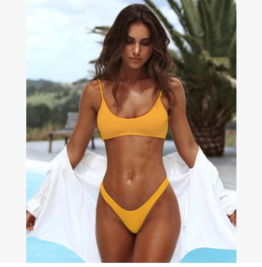 Maillot de bain nouveau maillot de bain modèles d'explosion européens et américains bikini dames maillot de bain couleur unie maillot de bain