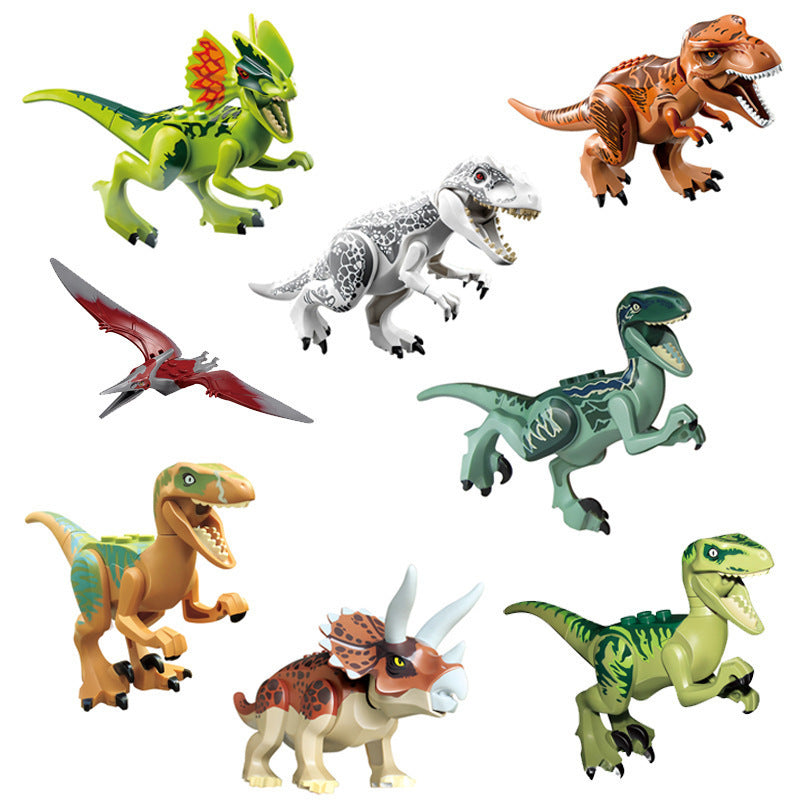 Bloques de construcción de dinosaurios coloridos jurásicos, rompecabezas para niños, montaje e inserción de juguetes para niños