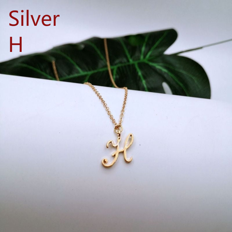 Ornament 26 Letter Necklace Simple Fashion Character Capital English Pendant Special-interest Design Clavicle Chain
