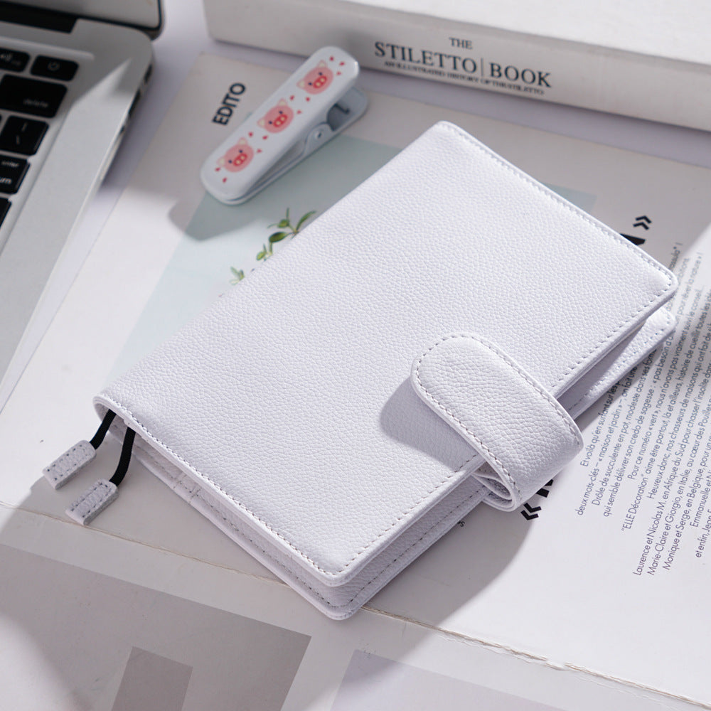 Cuaderno de cuero con patrón de lichi, capa principal de piel de vaca, diario de hojas sueltas A6